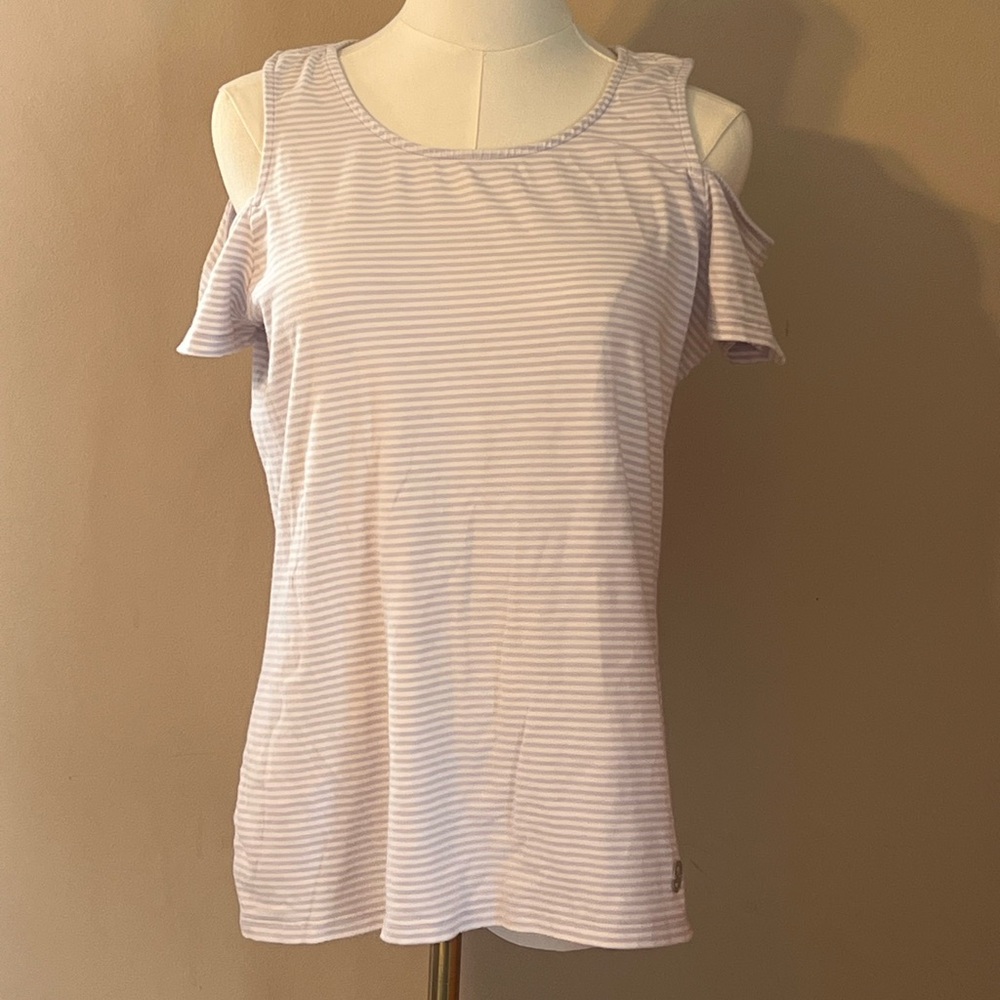 Like New Michael Kors Lavender Striped Cold Shoulder Tank Top